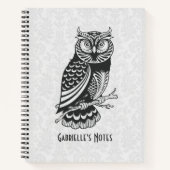 Schwarz-Weiß-Abstrakt-Owl-Notebook Notizblock (Vorderseite)