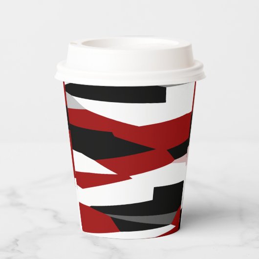 Schwarz-Weiß-abstrakt Pappbecher (Rückseite)