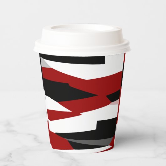 Schwarz-Weiß-abstrakt Pappbecher (Vorderseite)