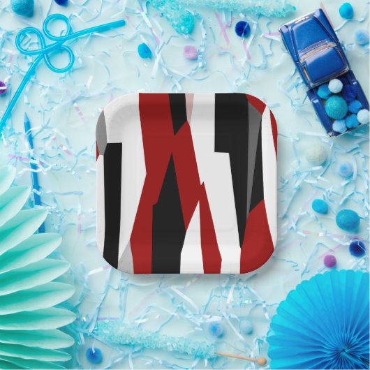 Schwarz-Weiß-abstrakt Pappteller (Party)