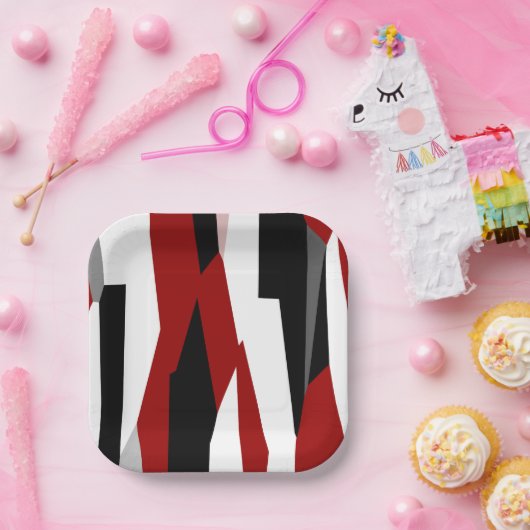 Schwarz-Weiß-abstrakt Pappteller (Party)