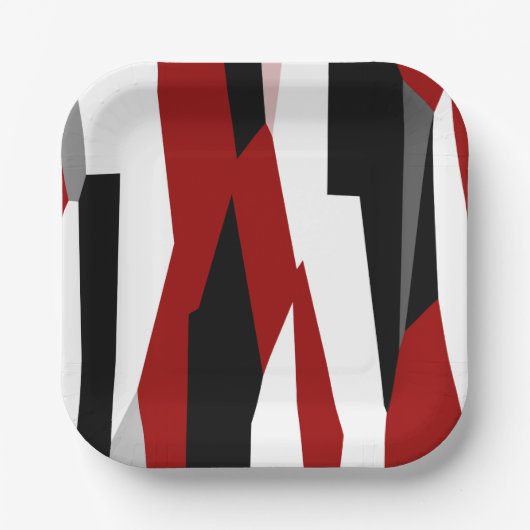 Schwarz-Weiß-abstrakt Pappteller (Vorderseite)