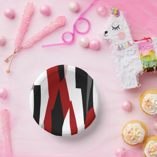 Schwarz-Weiß-abstrakt Pappteller (Party)