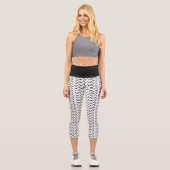 Schwarz/Weiß Abstrakt Wave Muster Capri Leggings (Vorderseite)