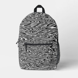 Schwarz-Weiß Abstrakt Zigzag Krawatte Swirl Bedruckter Rucksack
