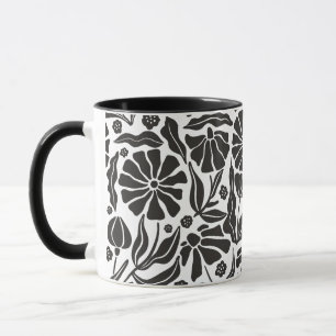 Schwarz-Weiß-Abstrakte Blüte Tasse