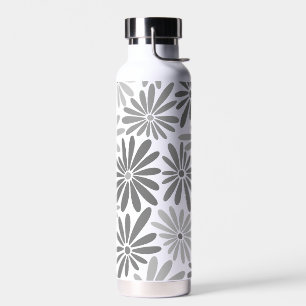 Schwarz-Weiß-Abstrakte Blüte Trinkflasche