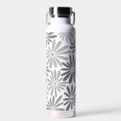 Schwarz-Weiß-Abstrakte Blüte Trinkflasche (Vorne)