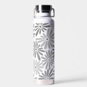 Schwarz-Weiß-Abstrakte Blüte Trinkflasche (Rückseite)