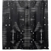 Schwarz-Weiß-Abstrakte Drop-Style 1 Duschvorhang (Vorderseite)