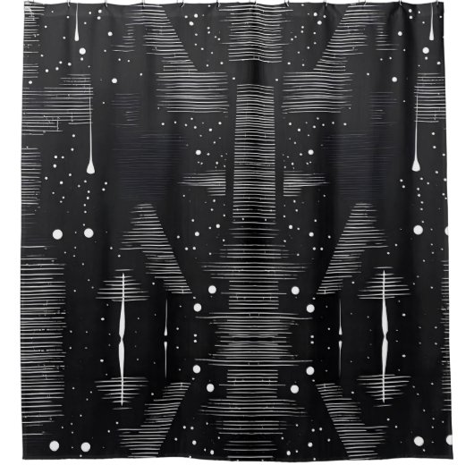 Schwarz-Weiß-Abstrakte Drop-Style 1 Duschvorhang (Vorderseite)