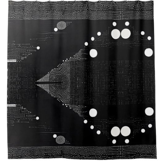 Schwarz-Weiß-Abstrakte Drop-Style 2 Duschvorhang (Vorderseite)