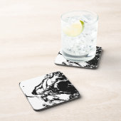 Schwarz-Weiß-Abstrakte Gesichter - Kunst Getränkeuntersetzer (Rechte Seite)