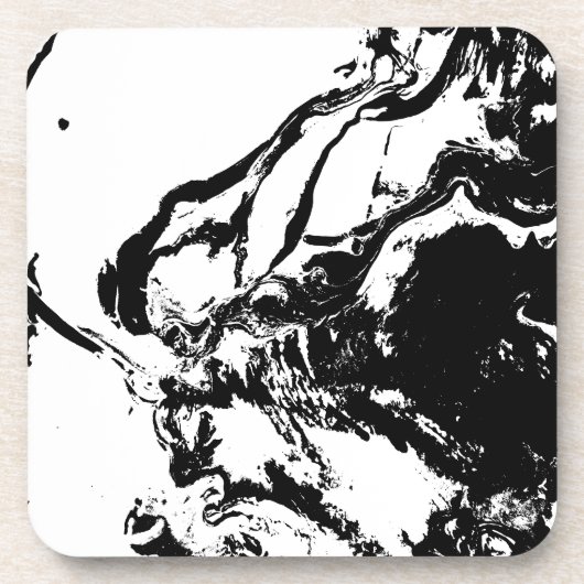 Schwarz-Weiß-Abstrakte Gesichter - Kunst Getränkeuntersetzer (Vorderseite)