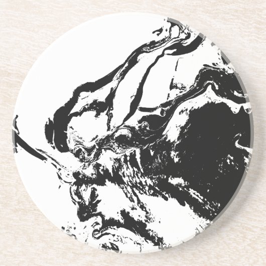 Schwarz-Weiß-Abstrakte Gesichter - Kunst Getränkeuntersetzer (Vorne)