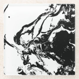 Schwarz-Weiß-Abstrakte Gesichter - Kunst Glasuntersetzer