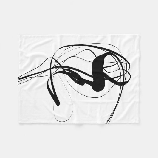 Schwarz-Weiß-Abstrakte Kunst Fleecedecke (Vorderseite (Horizontal))