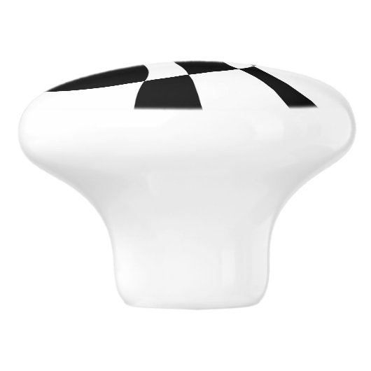 Schwarz-Weiß-Abstrakte Kunst Keramikknauf (Seitenansicht)