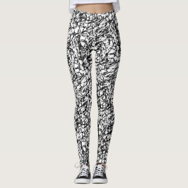 Schwarz-Weiß-Abstrakte Leggings