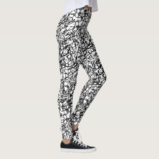 Schwarz-Weiß-Abstrakte Leggings (Rechts)