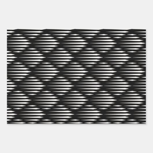 Schwarz-Weiß-abstrakte Linienmuster Geschenkpapier Set (Vorderseite 2)