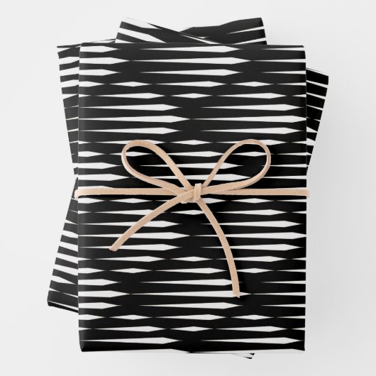 Schwarz-Weiß-abstrakte Linienmuster Geschenkpapier Set (Beispiel)