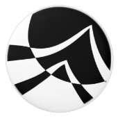 Schwarz-Weiß-Abstrakte Moderne Kunst Keramikknauf (Vorderseite)