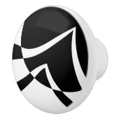 Schwarz-Weiß-Abstrakte Moderne Kunst Keramikknauf (Rechts)