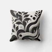 Schwarz-Weiß-Abstrakte Naturgestaltung Kissen (Rückseite)