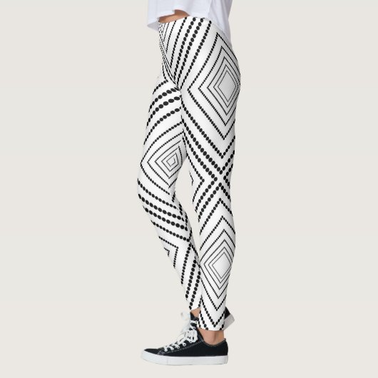Schwarz-Weiß-Abstrakte Quadrate Leggings (Links)