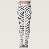 Schwarz-Weiß-Abstrakte Quadrate Leggings (Vorderseite)