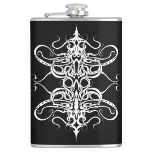 Schwarz-Weiß-Abstrakte Tribal-Tattoo-Design Flachmann