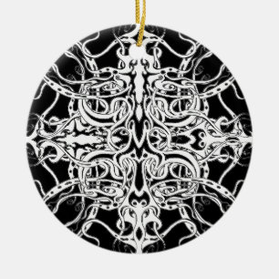 Schwarz-Weiß-Abstrakte Tribal-Tattoo-Design Keramikornament