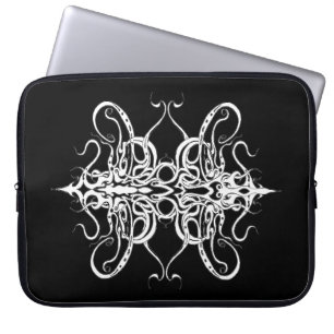 Schwarz-Weiß-Abstrakte Tribal-Tattoo-Design Laptopschutzhülle