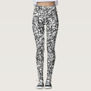 Schwarz-Weiß-Abstrakte zeitgenössische Leggings