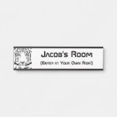 Schwarz-Weiß-Abstrakter Tigerkopf Türschild (Vorderseite )