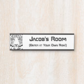 Schwarz-Weiß-Abstrakter Tigerkopf Türschild (Vorderseite )