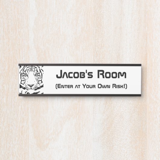 Schwarz-Weiß-Abstrakter Tigerkopf Türschild (Vorderseite )