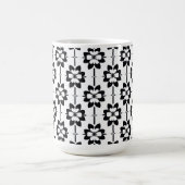 Schwarz-Weiß-Abstraktes Blumenmuster Kaffeetasse (Mittel)