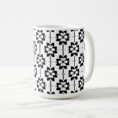 Schwarz-Weiß-Abstraktes Blumenmuster Kaffeetasse (VorderseiteRechts)