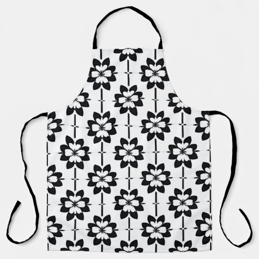 Schwarz-Weiß-Abstraktes Blumenmuster Schürze (Vorderseite)