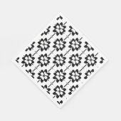 Schwarz-Weiß-Abstraktes Blumenmuster Serviette (Ecke)