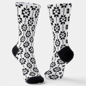 Schwarz-Weiß-Abstraktes Blumenmuster Socken (Gewinkelt)