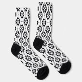 Schwarz-Weiß-Abstraktes Blumenmuster Socken (Rechts)