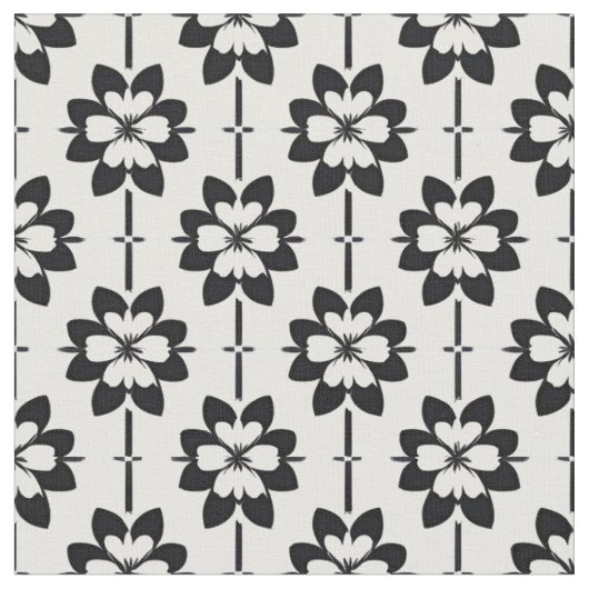 Schwarz-Weiß-Abstraktes Blumenmuster Stoff (Nahaufnahme)