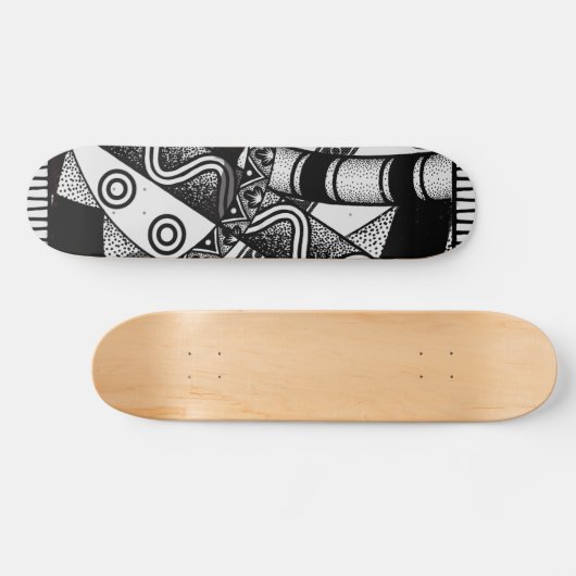 Schwarz/Weiß abstraktes Design 7 3/4" Skateboardde Skateboard (Horizontal)