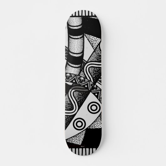 Schwarz/Weiß abstraktes Design 7 3/4" Skateboardde Skateboard (Vorne)
