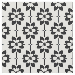 Schwarz-weiß abstraktes florales Muster Stoff