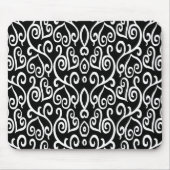 Schwarz-Weiß-Abstraktes Herzmuster Mousepad (Vorne)