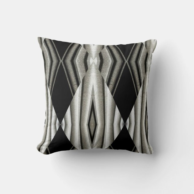 Schwarz-Weiß-Abstraktes Kissen (Vorderseite)